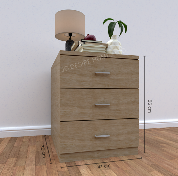 Bedside Table Three Drawer Nightstand Side Table