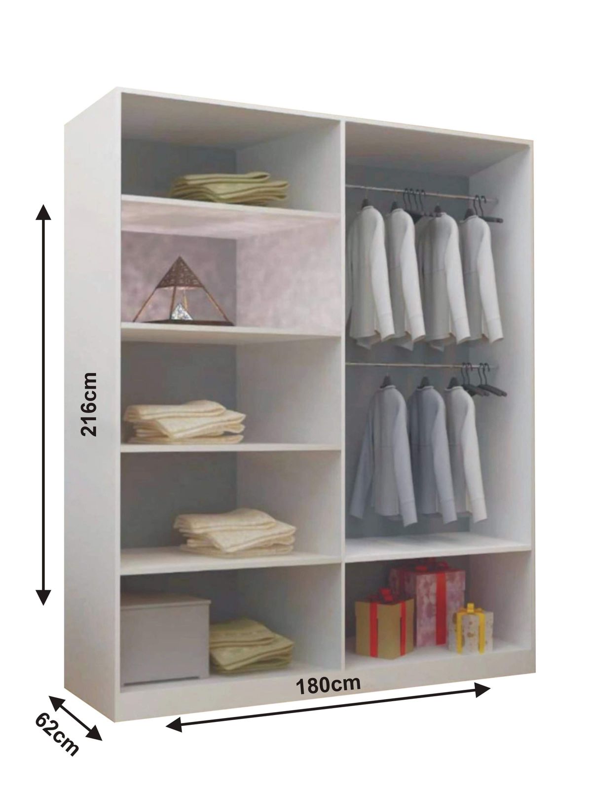 Stylish Sliding Door Wardrobe in White & Grey – 150cm | 180cm | 203cm