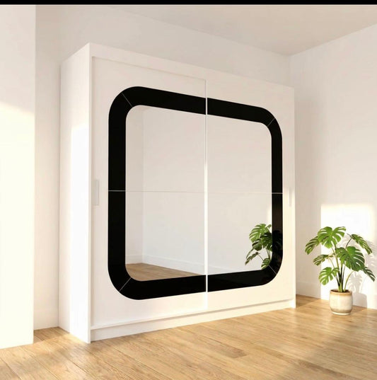 Stylish Sliding Door Wardrobe in White & Grey – 150cm | 180cm | 203cm