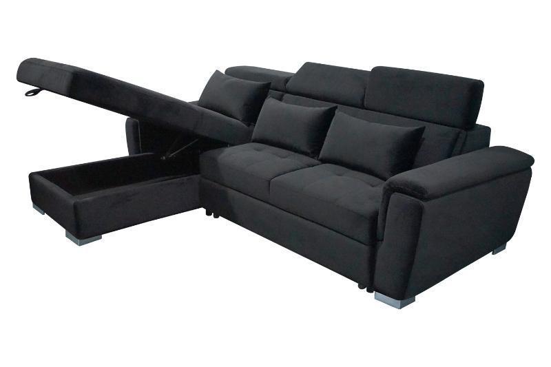 Jazzo Modern Reversible L-Shape Corner Sofa Bed Left hand and Right hand with USB Port – Grey, Black or Beige Pull-Out Sleeper Couch with Smooth Conversion