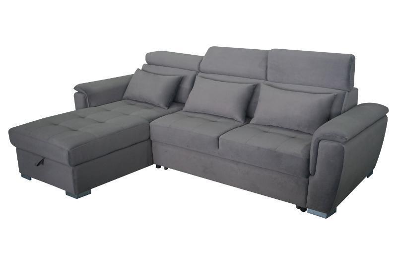 Jazzo Modern Reversible L-Shape Corner Sofa Bed Left hand and Right hand with USB Port – Grey, Black or Beige Pull-Out Sleeper Couch with Smooth Conversion