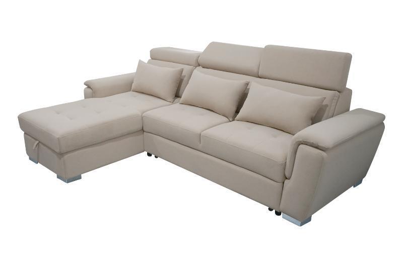 Jazzo Modern Reversible L-Shape Corner Sofa Bed Left hand and Right hand with USB Port – Grey, Black or Beige Pull-Out Sleeper Couch with Smooth Conversion