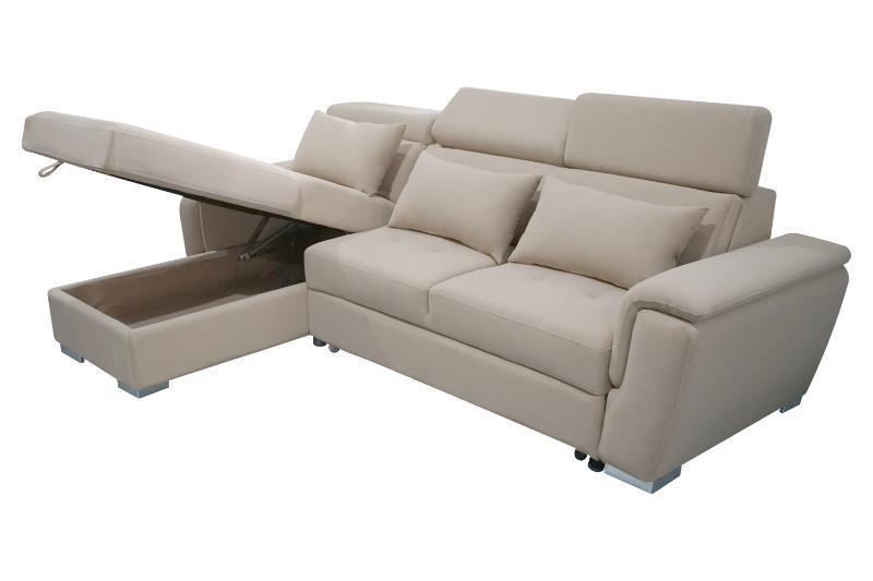 Jazzo Modern Reversible L-Shape Corner Sofa Bed Left hand and Right hand with USB Port – Grey, Black or Beige Pull-Out Sleeper Couch with Smooth Conversion