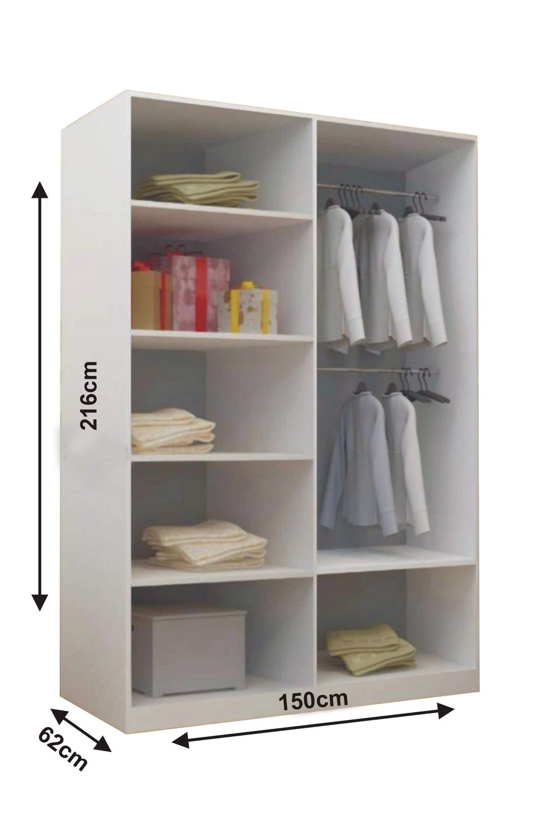 Stylish Sliding Door Wardrobe in White & Grey – 150cm | 180cm | 203cm