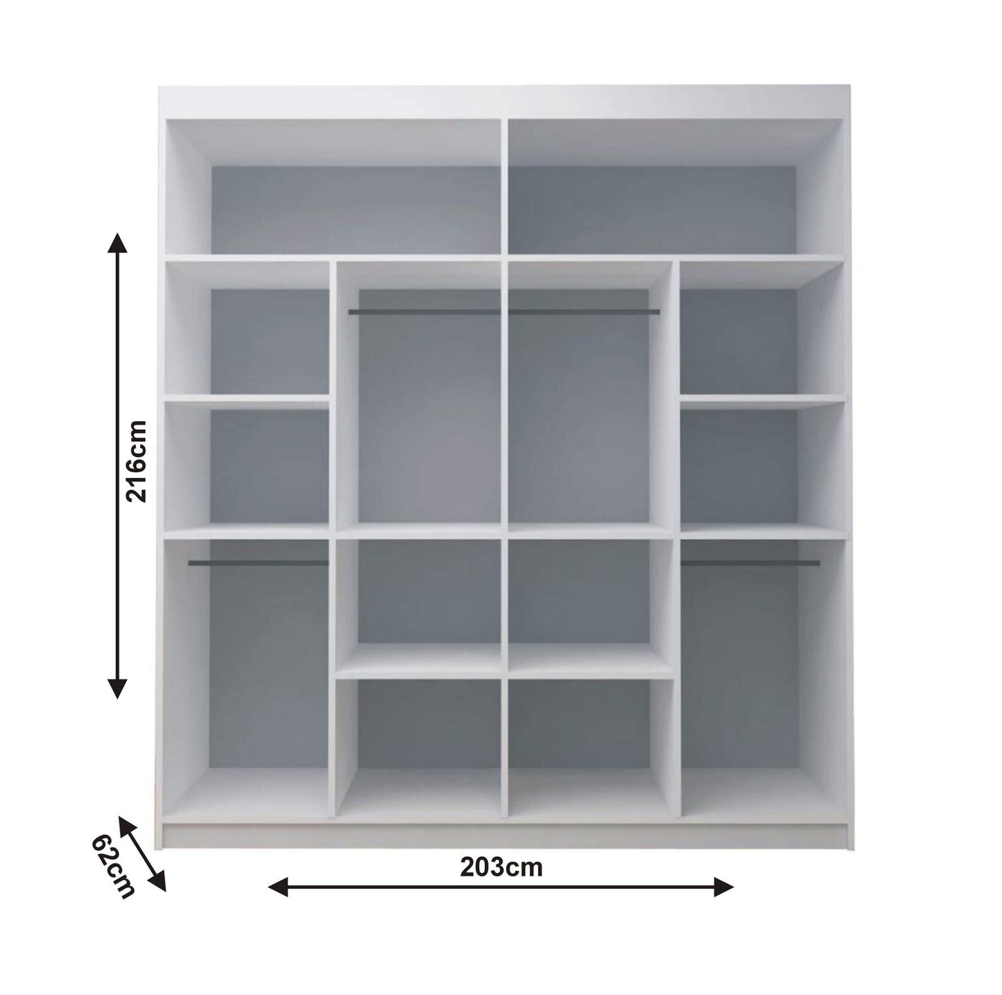 Stylish Sliding Door Wardrobe in White & Grey – 150cm | 180cm | 203cm