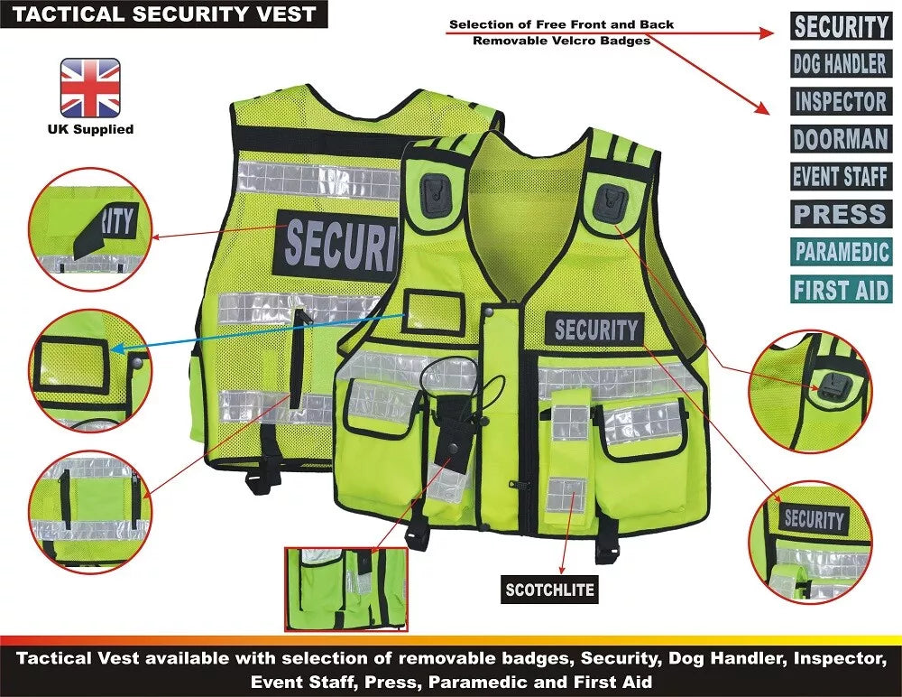 HI VIZ Tactical Vest Security, Enforcement, CCTV, Dog Handler Tac Vest